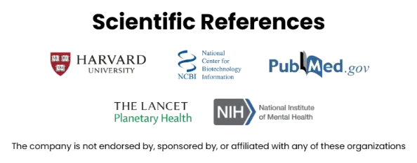 Scientific References banner with Harvard University, NCBI, PubMed, The Lancet Planetary Health and NIH logos
